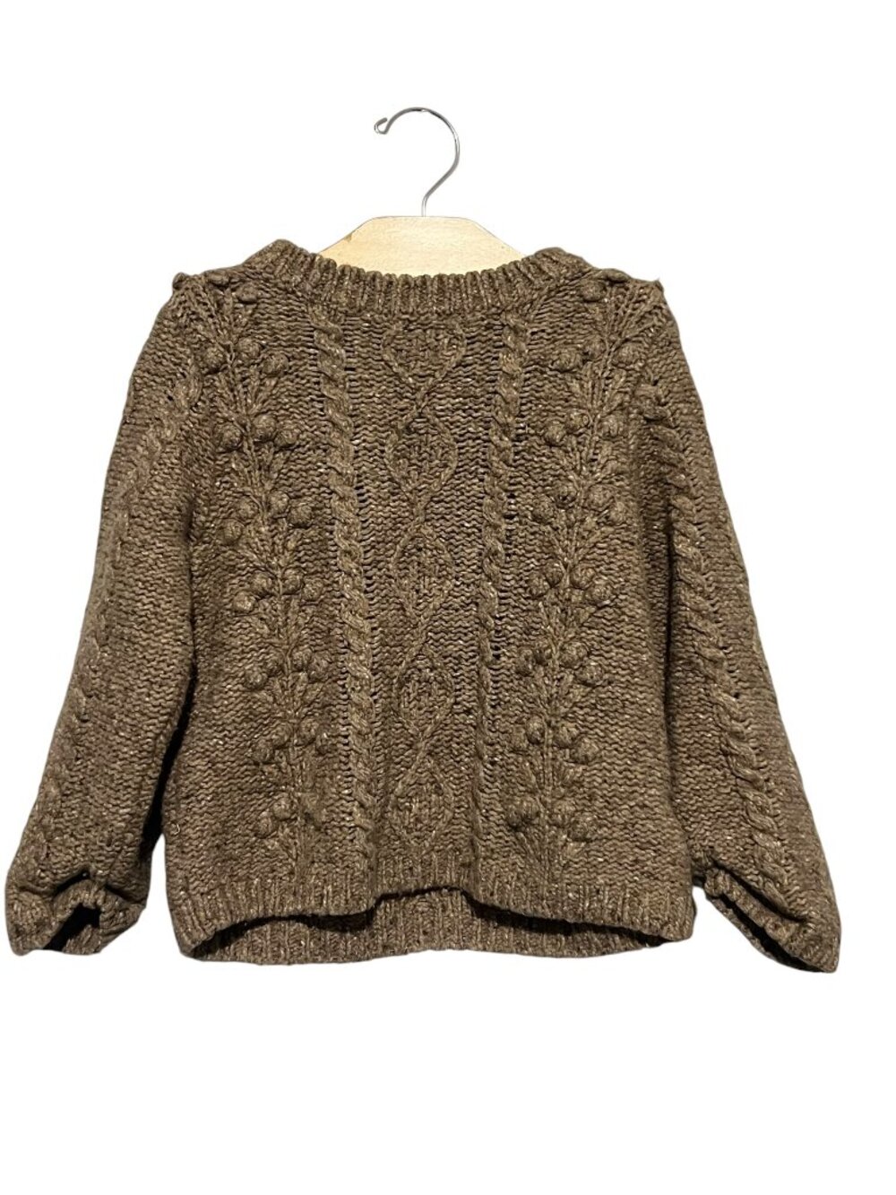 Bebe Organic Wool Blend Sweater Boys 8 Brown Cable Knit Chunky Pullover